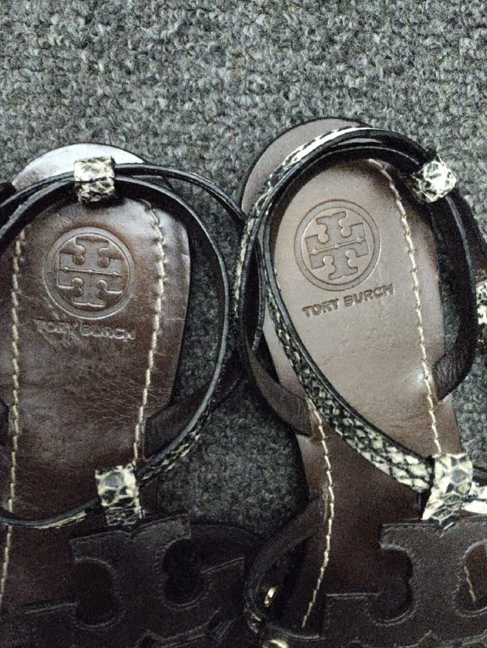 Tory Burch Phoebe Chandler Snake Print Leather Sandals